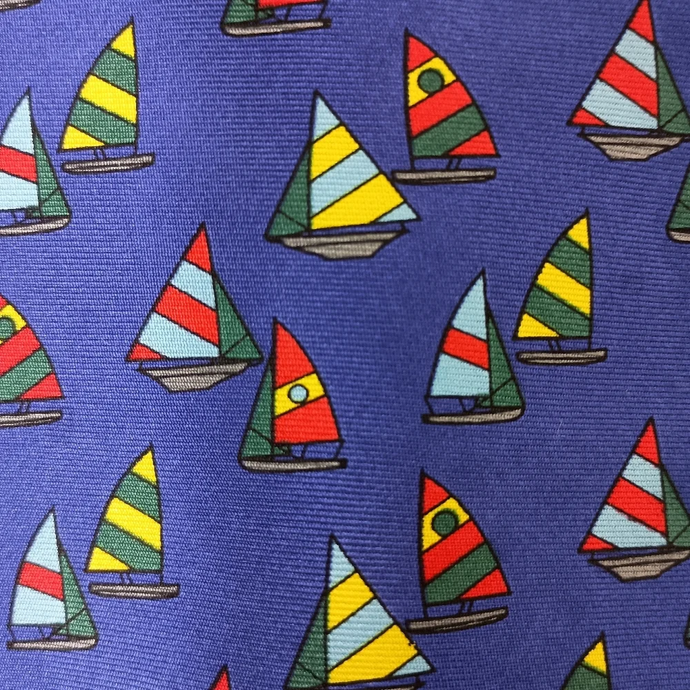 Gap Mens Nautical Tie 100% Silk Blue Traditional Sailboat Coastal Preppy Vintage